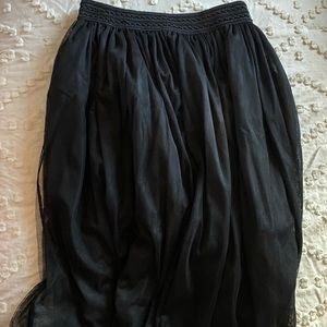 Black Ruffle Midi Skirt